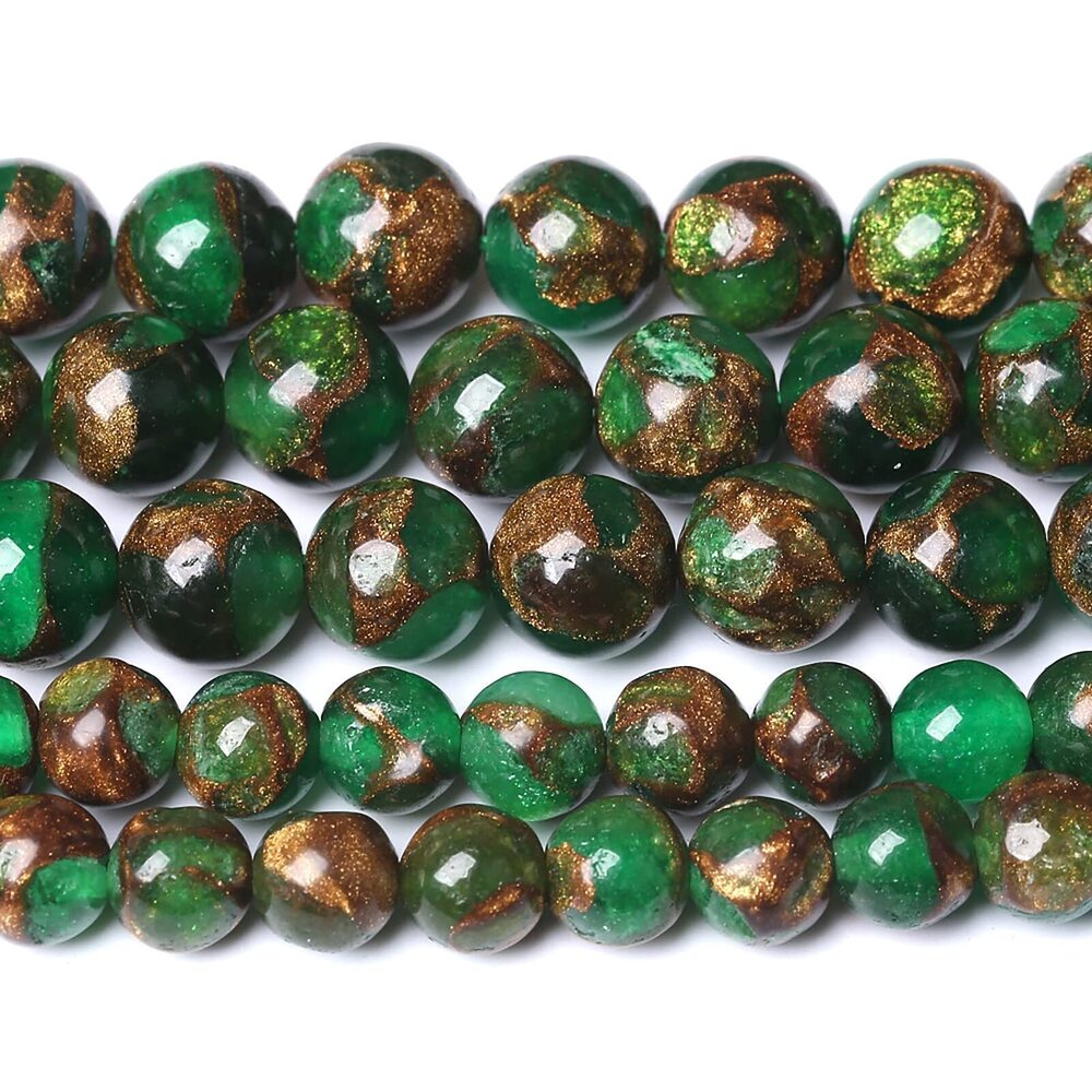 8387 10MM 37PCS Green Cloisonne Craft Loose Round Beads for Jewelry Making